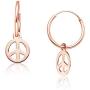 Big Apple Hoops - Easter Sunday High Polished Peace Sign Charm Hoop Earrings Made from Genuine 925 Sterling Silver in 3 Color Rose, Silver or Gold with Protective Electrocoated Finish for Maximum Anti-Tarnish