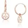 Big Apple Hoops - Easter Sunday High Polished Peace Sign Charm Hoop Earrings Made from Genuine 925 Sterling Silver in 3 Color Rose, Silver or Gold with Protective Electrocoated Finish for Maximum Anti-Tarnish Big Apple Hoops - Easter Sunday High Polished Peace Sign Charm Hoop Earrings Made from Genuine 925 Sterling Silver in 3 Color Rose, Silver or Gold with Protective Electrocoated Finish for Maximum Anti-Tarnish