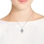 AeraVida Hamsa Hand with Evil Eye Simulated Turquoise Inlaid .925 Sterling Silver Pendant Necklace