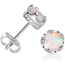 GEMSME Opal Halo Cubic Zirconia Stud Earrings Hypoallergenic Jewelry for Women Girls