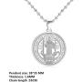 Stainless Steel Patron Saint St.Benedict Holy Medal Charm Pendant Necklace SS Ball Chain 55CM Cross Religious Round Tag Jewelry