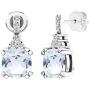 Dazzlingrock Collection 6 MM Each Cushion Gemstone & Round White Diamond Ladies Halo Drop Earrings, Sterling Silver