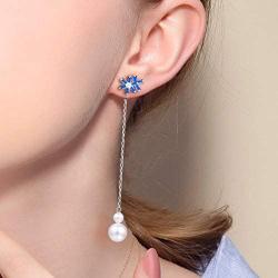 Threader Earrings for Women, 925 Sterling Silver Family Tree of Life Dangle Earrings, 5A Cubic Zirconia Drop Earrings Gift for Women Girls