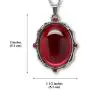 Blood Red Oval Stone In Silver Finish Pewter Frame Pendant Necklace Blood Red Oval Stone In Silver Finish Pewter Frame Pendant Necklace