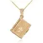 Religious Jewelry by FDJ Polished 10k Gold 3D Holy Bible Book w/Lords Prayer Pendant Necklace