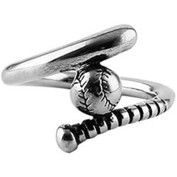 HZMAN Athletes Baseball Ring by Sports Stainless Steel Baseball and Baseball Bat Ring