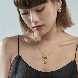 Charm Coin Satinless Steel Necklace for Women Girls 18K Gold Plated Toggle Medallion Chain Queen Goddess Pendant Necklaces Dainty Worship Keepsake Jewelry Valentine for Lover