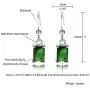 RIZILIA Dangle Drop Pierced Earrings with Rectangular Cut CZ [9 Colors available] in White Gold Plated, Simple Modern Elegant