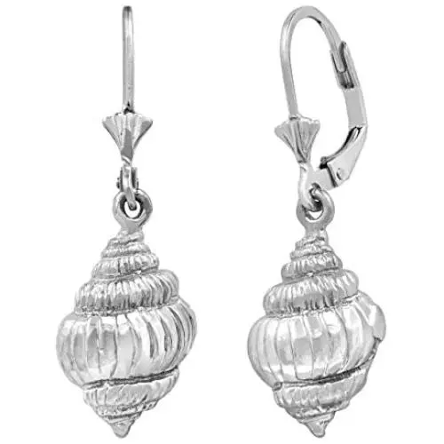 Sterling Silver Seashell Leverback Earrings Sterling Silver Seashell Leverback Earrings