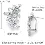 Mariell Cubic Zirconia Marquis-Cut Graceful Curved Cluster Bridal Wedding Earrings - Platinum Plated