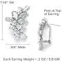 Mariell Cubic Zirconia Marquis-Cut Graceful Curved Cluster Bridal Wedding Earrings - Platinum Plated