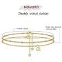 MONOZO Ankle Bracelets for Women, 14k Gold Filled Layered Initial Anklet for Women Dainty Alphabet Letter Charm Beach Ankle Bracelets for Teen Girls