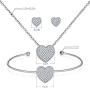 MILATU Silver Jewelry Set for Women Halo Pendant Necklace Stud Earrings Bracelet with Cubic Zirconia Girls Gift