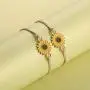 Sunflower Boho Gifts, Handmade Bohemia Ankles Bracelets and Gift Cards for Women Girls Friends Best Friend Partner in Crime Mom and Daugher Gifts Couple Bracelet (2 Pairs)
