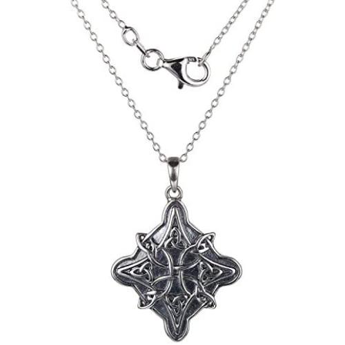 Oxidized 925 Sterling Silver Celtic Knot Pendant Necklace or Drop Earrings, 18''