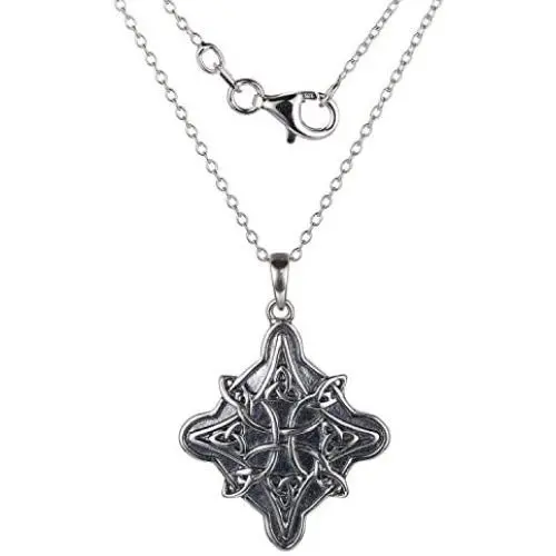 Oxidized 925 Sterling Silver Celtic Knot Pendant Necklace or Drop Earrings, 18'' Oxidized 925 Sterling Silver Celtic Knot Pendant Necklace or Drop Earrings, 18''