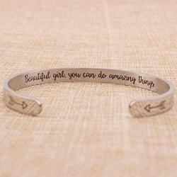 BTYSUN Bracelets for Women Inspirational Gifts for Women Girls Motivational Birthday Cuff Bangle Friendship Personalized Mantra Jewelry Come Gift Box