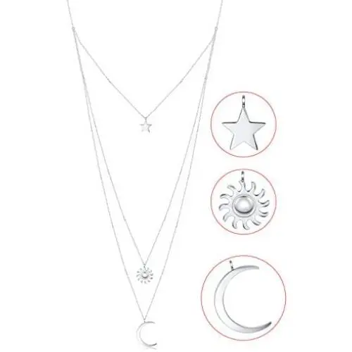 S925 Sterling Silver Multilayer Dot Bar Layered Triple Chain Pendant Necklace for Women S925 Sterling Silver Multilayer Dot Bar Layered Triple Chain Pendant Necklace for Women