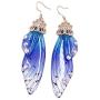 4 Pairs Multicolored Butterfly Wing Dangle Earrings Elegant Acrylic Insect Drop Earrings Crystal Dragonfly Wing Earrings for Women Girls Jewelry