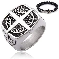 Gungneer Compass Ring for Men Stainless Steel Protective Lucky Charm Amulet United State Navy Jewelry Accessory