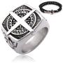 Gungneer Compass Ring for Men Stainless Steel Protective Lucky Charm Amulet United State Navy Jewelry Accessory