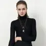 Chamqueen Double Layered Necklace Sweater Chain Jewelry V Shape Lariat Long Necklace for Women Girls