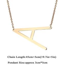 Harlermoon Sideways Initial Necklace A-Z 26 Alphabet Monogram Script Name Large Letter Pendant Necklace Stainless Steel Jewelry for Women