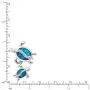 Honolulu Jewelry Company Sterling Silver Mom and Baby Turtle CZ Necklace Pendant with Simulated Blue Opal and 18'' Box Chain