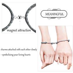 Cassfic Anniversary Bracelets Set for Couples Rope Braided Couple Bracelets Vows of Eternal Love Pendants Bracelet with Magnetic Bells Gift Jewelry Set for Couple