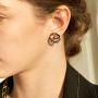 ORDOR 14K black -plated-brass Circle stud Earrings For Women 0.79'' x 0.79''/Silver post/Nickel free/brass, Cubic Zirconia(white color)…