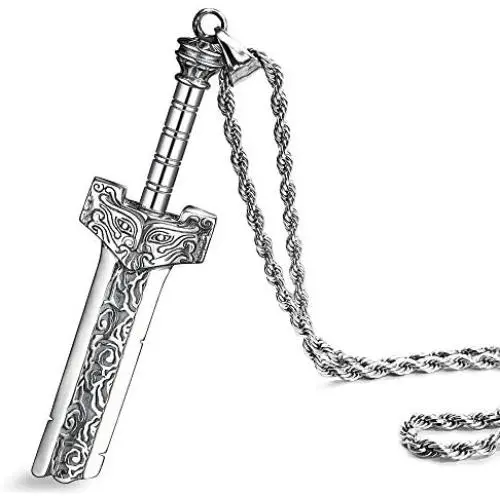 ZiWuark Mens Broken Sword Necklace Stainless Steel Knight Sword Necklaces Dragon Cloud Pattern Pendant Jewelry for Men and Women with 24 Inches Chain ZiWuark Mens Broken Sword Necklace Stainless Steel Knight Sword Necklaces Dragon Cloud Pattern Pendant Jewelry for Men and Women with 24 Inches Chain
