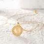 Mevecco Layered Coin Necklace 18k Gold Plated Vintage Disk Hammered Pendant Necklace Goddess Worship Celebrity Circle Medal Reversible Chic Genuine Elegant Keepsake Gift