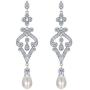 EVER FAITH Pave CZ Cream Simulated Pearl Vintage Style Chandelier Bridal Prom Dangle Earrings Clear Silver-Tone