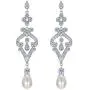 EVER FAITH Pave CZ Cream Simulated Pearl Vintage Style Chandelier Bridal Prom Dangle Earrings Clear Silver-Tone EVER FAITH Pave CZ Cream Simulated Pearl Vintage Style Chandelier Bridal Prom Dangle Earrings Clear Silver-Tone