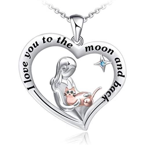 ATTRACTTO Horse Pendant Necklace for Women Girls 925 Sterling Silver Girl with Horse Dog Cat Bunny Giraffe Gifts for Birthday Mothers Day Christmas