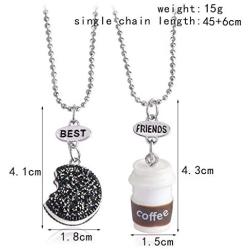 YINLIN Cute 2Pcs Best Friend Cookie and Milk Coffee Cup Oreo Pendant Friendship Necklace