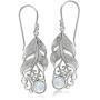 Silvershake Natural Moonstone 925 Sterling Silver Feather Victorian Style Dangle Hook Earrings