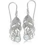 Silvershake Natural Moonstone 925 Sterling Silver Feather Victorian Style Dangle Hook Earrings Silvershake Natural Moonstone 925 Sterling Silver Feather Victorian Style Dangle Hook Earrings