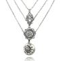 Aularso Boho Silver Layered Hamsa Hand of Fatima Necklaces Moon Pendant Necklace Chain Star Jewelry for Women and Girls
