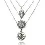 Aularso Boho Silver Layered Hamsa Hand of Fatima Necklaces Moon Pendant Necklace Chain Star Jewelry for Women and Girls
