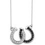KEYCHIN Lucky Horseshoe Jewellery Horse Lovers Gift Popular Double U-Shaped Black and White Horseshoe U-Shaped Clavicle Necklace for Woman and Girl
