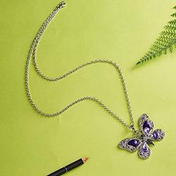 ORIONE 1Pcs Beautiful Alloy Rhinestone Butterfly Long Necklaces Fashion Enamel Butterfly Necklace for Women Girls