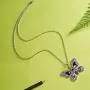ORIONE 1Pcs Beautiful Alloy Rhinestone Butterfly Long Necklaces Fashion Enamel Butterfly Necklace for Women Girls