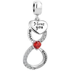 Lifequeen Heart I Love You Mother Daughter Grandma Charms Family Infinity Charm Beads for Bracelets