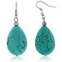 Gem Stone King 22 Inch Blue Simulated Turquoise Howlite Necklace with Drop Shape Pendant and Earring Set