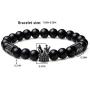 King Crown Black Onyx Matte Bracelet 8mm Beads Natural Stone Chakra Collection Reiki Gift for Men Women