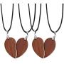 SOOWOOT Wooden Mens Womens Couple Necklace Matching Heart Pendants Friendship Relationship Promise Love Fashion Jewelry Gifts