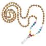 Modern ŌM 108 Premium 8mm Mala Meditation Beads | Unisex Rainbow Mala Necklace Quartz Pendant, Green Sandalwood, Genuine Gemstones Yoga Jewelry