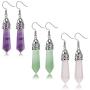 FIBO STEEL Quartz Stone Dangle Earrings for Women Healing Chakra Gemstone Earring Healing Crystal Earring Jewelry Set