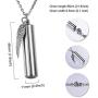 HooAMI Angel Wing Charm & Cylinder Memorial Urn Necklace Stainless Steel Cremation Jewelry